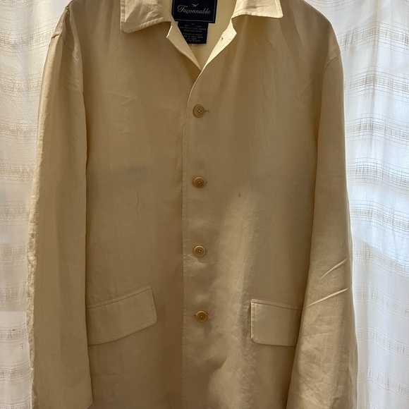 Linen jacket , cream colored, polyurethane coated, designed in France,  men’s m - Picture 7 of 11